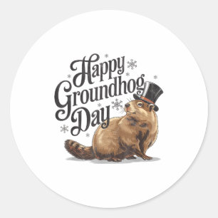 Adesivo Feliz Dia do Groundhog Fantasia de Animal Ground H