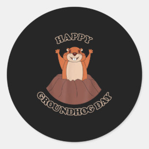 Adesivo Feliz Dia do Groundhog Funny Groundhog Woodchuck A