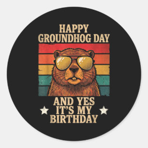 Adesivo Feliz Dia do Groundhog Sim É Meu Aniversário Diver