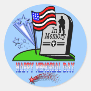 Adesivo Feliz Dia do Memorial - Flag Gravestone Sticker