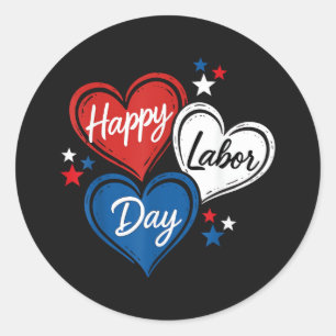 Adesivo Feliz Dia do Trabalhador Corações Patrióticos Verm