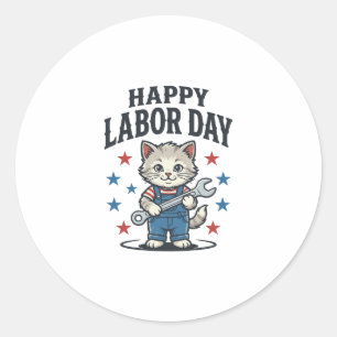 Adesivo Feliz Dia do Trabalhador Gato Patriota Desenho Vin