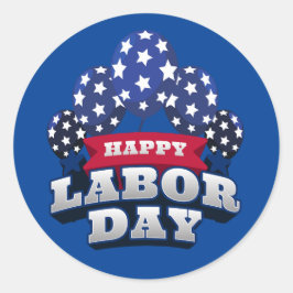 Adesivo Feliz Dia do Trabalhador, Vermelho, estrelas branc