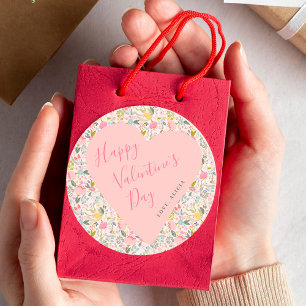 Adesivo Feliz Dia dos Namorados coração rosa floral