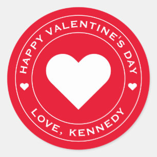 Adesivo Feliz Dia dos Namorados Coração Vermelho Branco Ún