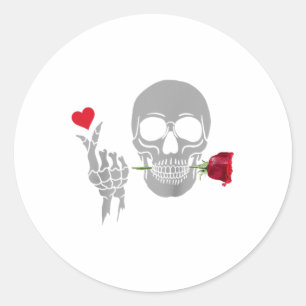 Adesivo Feliz Dia dos Namorados Skeleton Dedo Coração Rosa