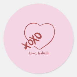 Adesivo Feliz Dia dos Namorados XOXO Vermelho e Rosa