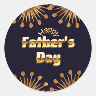 Adesivo Feliz Dia dos Pais Bold Gold 3D Text Design