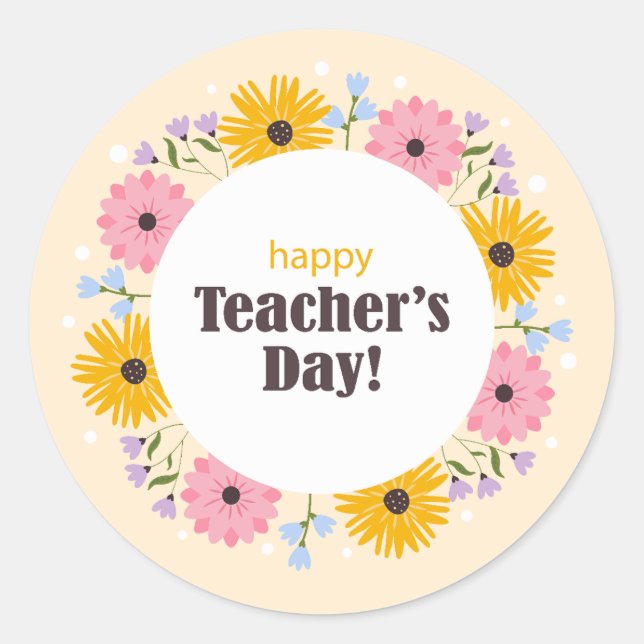 Adesivo Feliz Dia dos Professores Flores Silvestres (Frente)