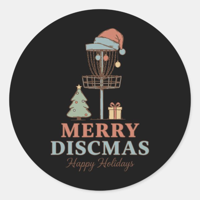 Adesivo Feliz Discmas Felizes Festas Cesto de Disc Golf Ce (Frente)