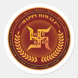 Adesivo Feliz Diwali do Hindu Swastik Dourado