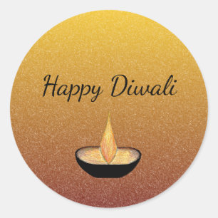 Adesivo Feliz Diwali Dourado Lâmpada Lâmpada Lâmpada Lâmpa