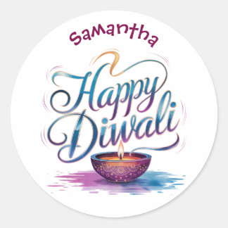 Adesivo Feliz Diwali personalizável branco