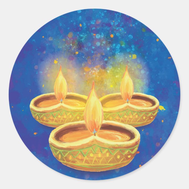 Adesivo Feliz Diwali pintou velas iluminantes (Frente)