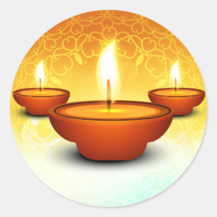 Adesivo Feliz Diwali relâmpago lamparinas ouro verde