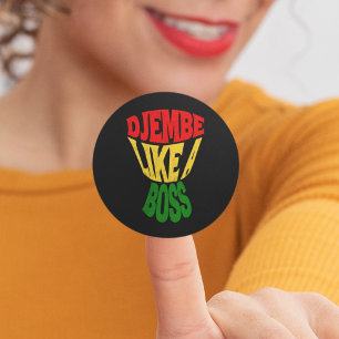 Adesivo Feliz Djembe como chefe Tipografia do Tambor Afric