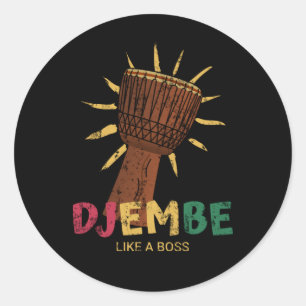 Adesivo Feliz Djembe como o chefe do Tambor Africano