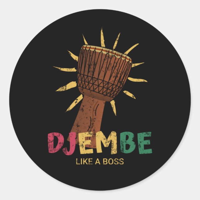 Adesivo Feliz Djembe como o chefe do Tambor Africano (Frente)