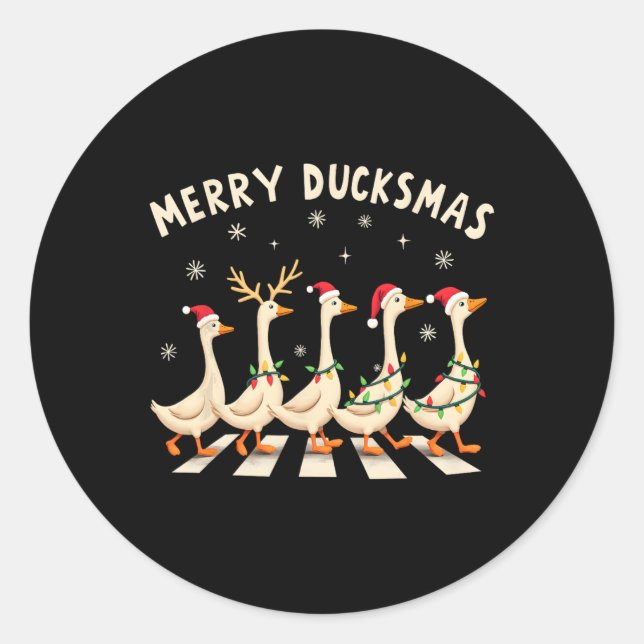 Adesivo Feliz Duckmas Engraçado Pato Natal Natal Natal Nat (Frente)