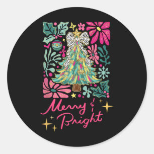 Adesivo Feliz e Boho Rosa Brilhante Natal Floral para dois