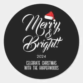 Adesivo Feliz e Brilho | Família de Natal Elegante Simples