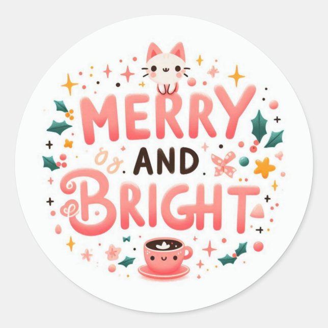 Adesivo Feliz e Brilho, Vinhetas de Natal (Frente)