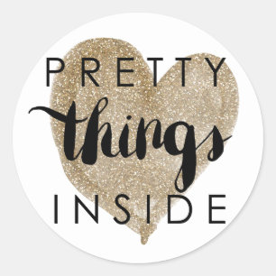 Adesivo Feliz e Dourado Coisas Bonito do Coração