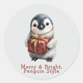 Adesivo Feliz e Pinguim Brilhante Natal