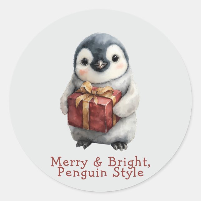 Adesivo Feliz e Pinguim Brilhante Natal (Frente)