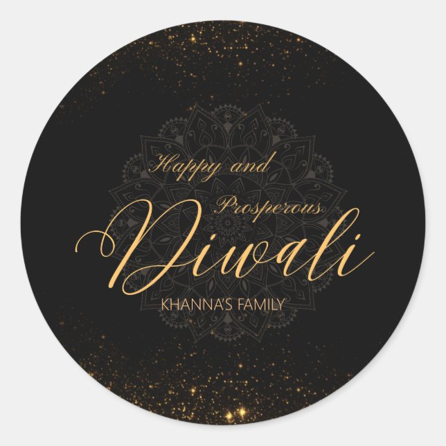 Adesivo Feliz e próspero Diwali personalizável (Frente)