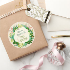 Adesivo Feliz Elegante Russo Vintage Verde Feliz Natal