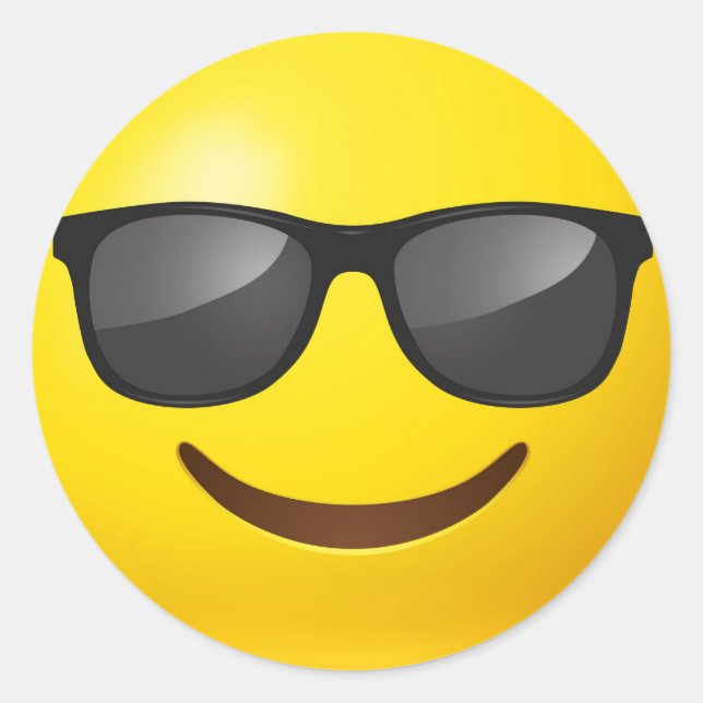 Adesivo Feliz Emoji Amarelo com óculos escuros (Frente)