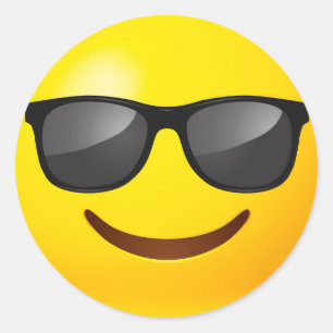 Adesivo Feliz Emoji Amarelo com óculos escuros