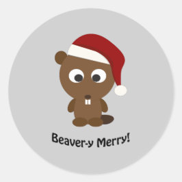 Adesivo Feliz engraçada do castor! Papais noeis Beaver