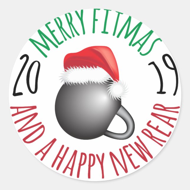 Adesivo Feliz Engraçada Fitmas e Feliz Novo Traseiro 2019 (Frente)