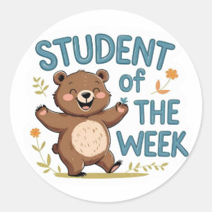 Adesivo Feliz Estudante de Urso da Semana de Recompensa