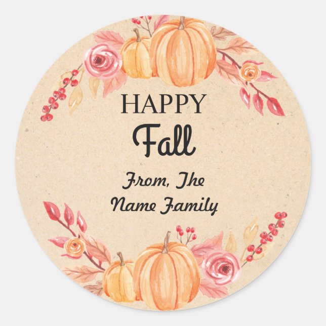 Adesivo Feliz Fall Harvest Festival Pumpkin Wreath Sticker (Frente)