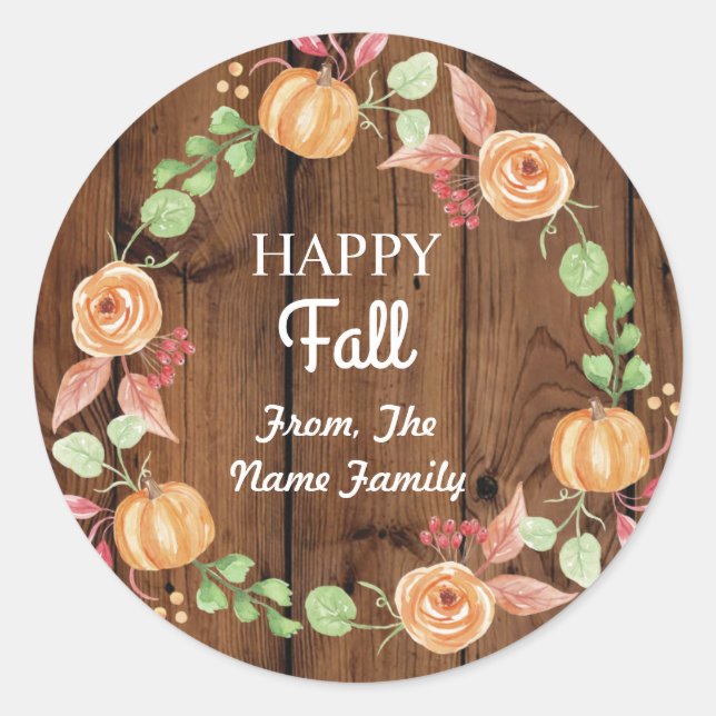 Adesivo Feliz Fall Harvest Festival Pumpkin Wreath Sticker (Frente)