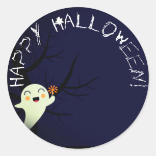 Adesivo Feliz Fantasma Bonito num Starry Halloween Nightsk
