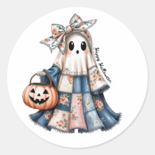Adesivo Feliz fantasma de retalhos de Halloween