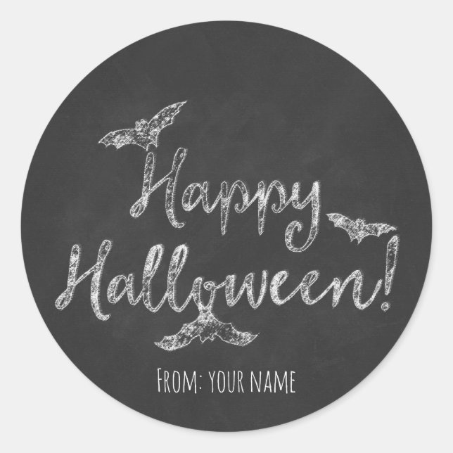 Adesivo Feliz Feriado de Chalkboard no Halloween (Frente)