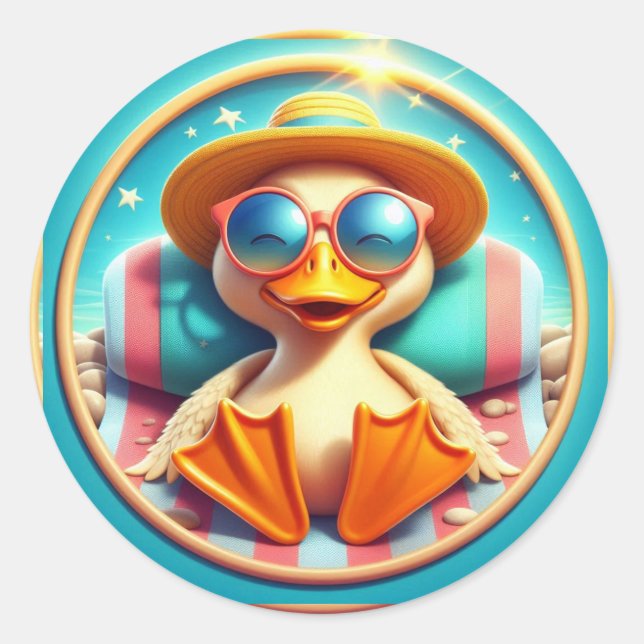 Adesivo Feliz feriado de verão, dia divertido de praia, (Frente)