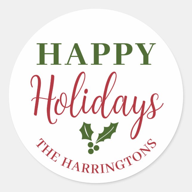 Adesivo Feliz Feriado Personalizar Nome da Família (Frente)