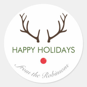 Adesivo "Feliz Feriados" Abstrato Rudolph Reindeer