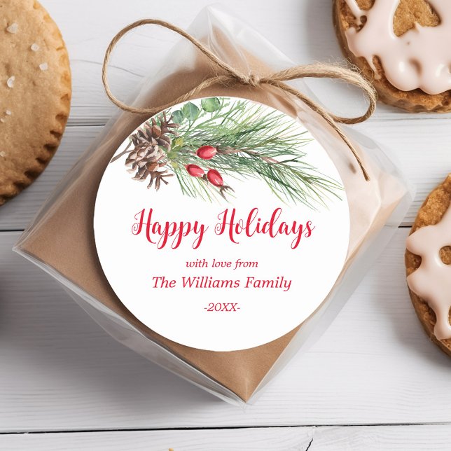 Adesivo Feliz Feriados! Pine d'água natal (Criador carregado)