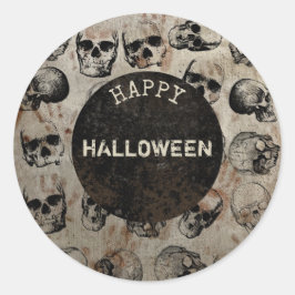 Adesivo Feliz Festa de Halloween, desolada, crânios veneno