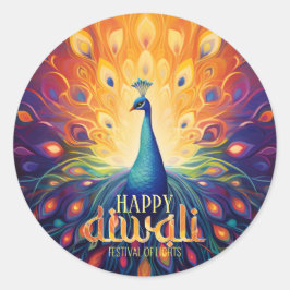 Adesivo Feliz Festival de Luzes de Peacock Vibrante Diwali