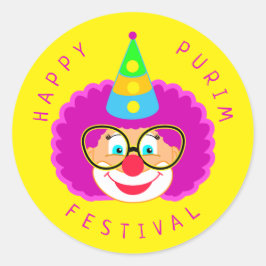 Adesivo Feliz Festival de Purim Festa Engraçado de Palhaço