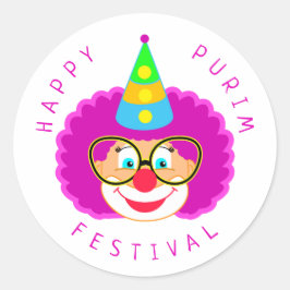Adesivo Feliz Festival de Purim Festa Engraçado de Palhaço