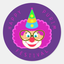 Adesivo Feliz Festival de Purim Festa Engraçado de Palhaço